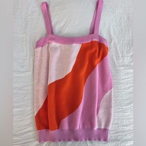 FRNCH Pink and Orange Sweater Tank Top